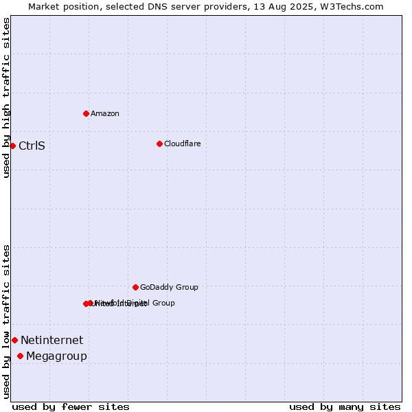 Market position of Megagroup vs. Netinternet vs. CtrlS