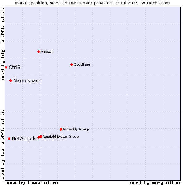 Market position of Namespace vs. NetAngels vs. CtrlS