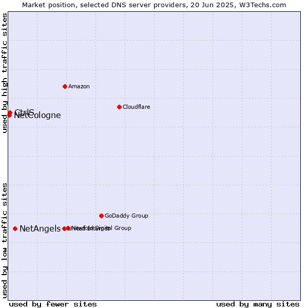 Market position of NetAngels vs. CtrlS vs. NetCologne