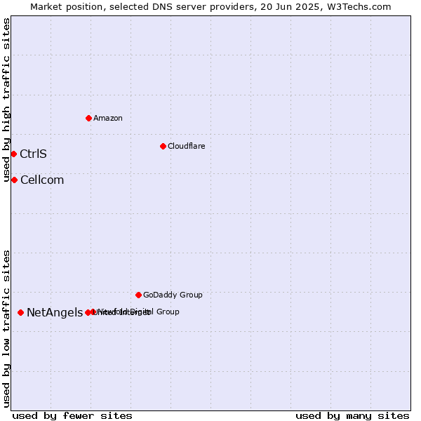 Market position of NetAngels vs. Cellcom vs. CtrlS