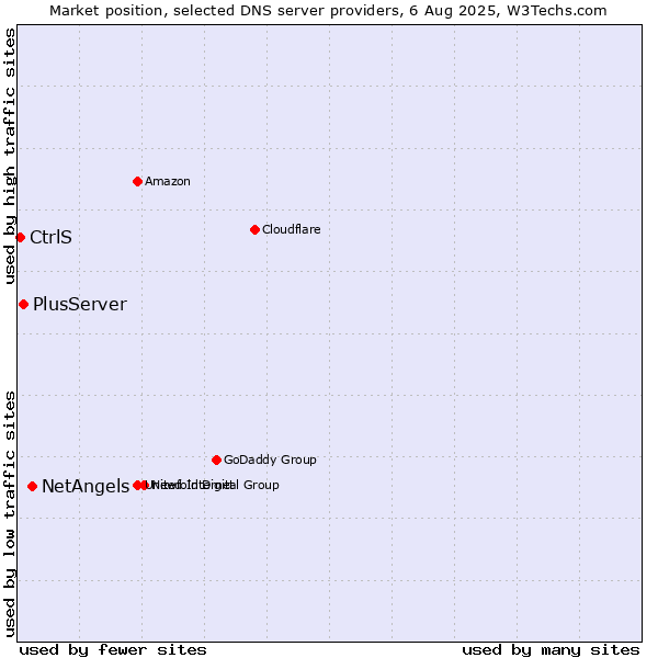Market position of NetAngels vs. PlusServer vs. CtrlS