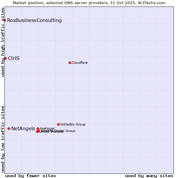 Market position of NetAngels vs. CtrlS vs. RosBusinessConsulting