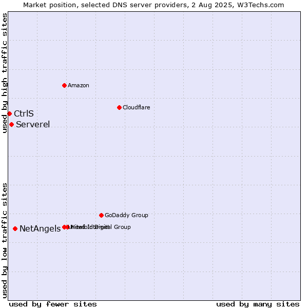 Market position of NetAngels vs. Serverel vs. CtrlS