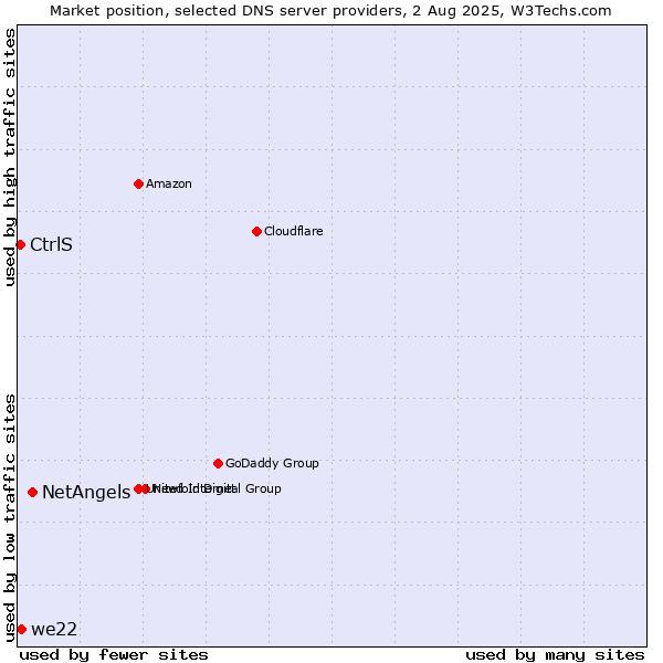 Market position of NetAngels vs. we22 vs. CtrlS