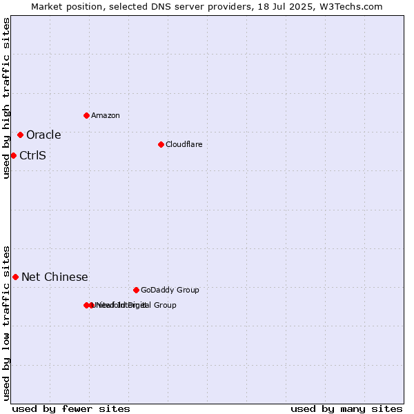 Market position of Oracle vs. Net Chinese vs. CtrlS