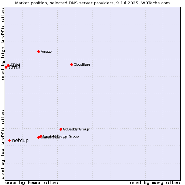 Market position of netcup vs. IBM vs. CtrlS