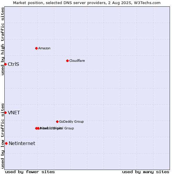 Market position of Netinternet vs. CtrlS vs. VNET
