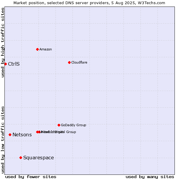 Market position of Squarespace vs. Netsons vs. CtrlS