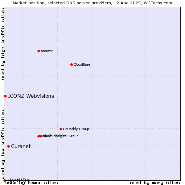 Market position of Curanet vs. ICONZ-Webvisions vs. HostMDs