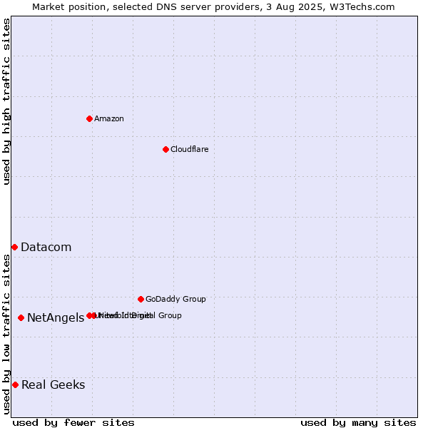 Market position of NetAngels vs. Real Geeks vs. Datacom