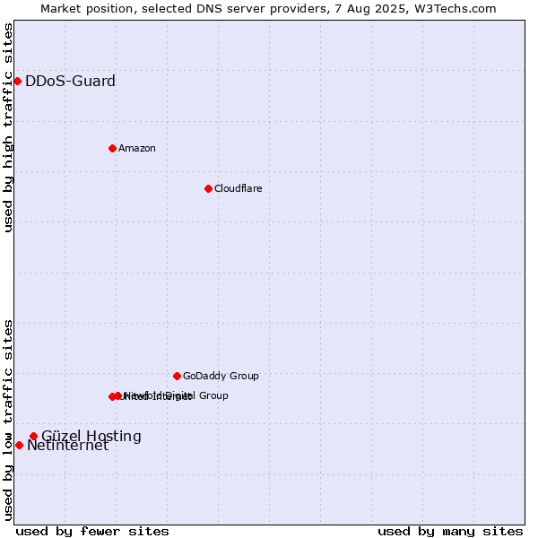 Market position of Güzel Hosting vs. Netinternet vs. DDoS-Guard