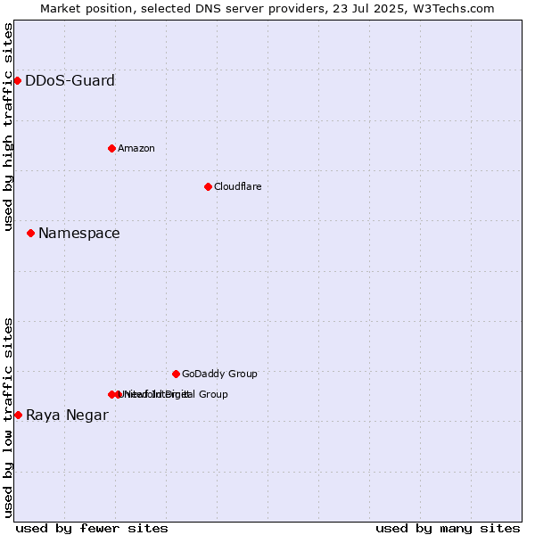 Market position of Namespace vs. Raya Negar vs. DDoS-Guard