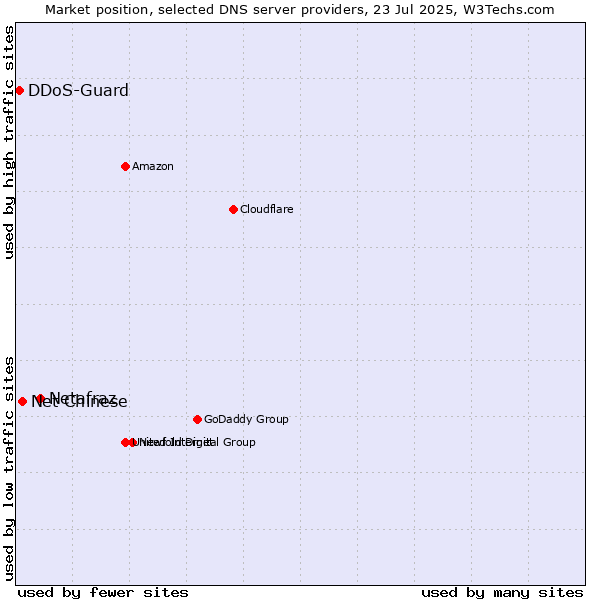Market position of Netafraz vs. Net Chinese vs. DDoS-Guard