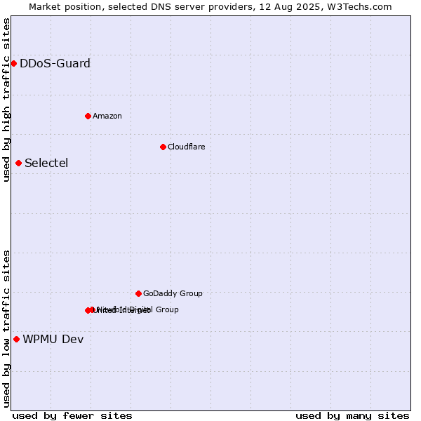 Market position of Selectel vs. WPMU Dev vs. DDoS-Guard