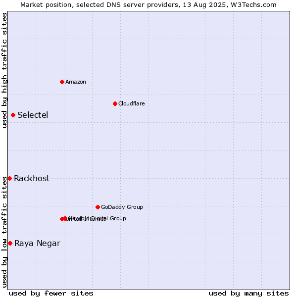 Market position of Selectel vs. Raya Negar vs. Rackhost