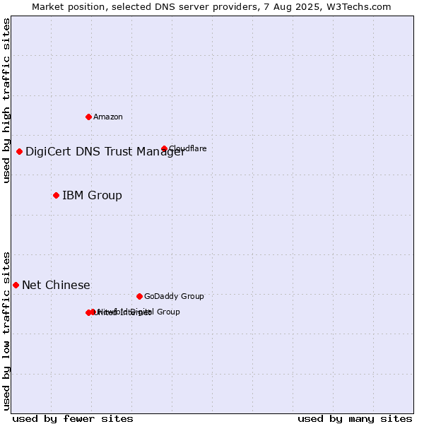 Market position of IBM Group vs. DigiCert DNS Trust Manager vs. Net Chinese