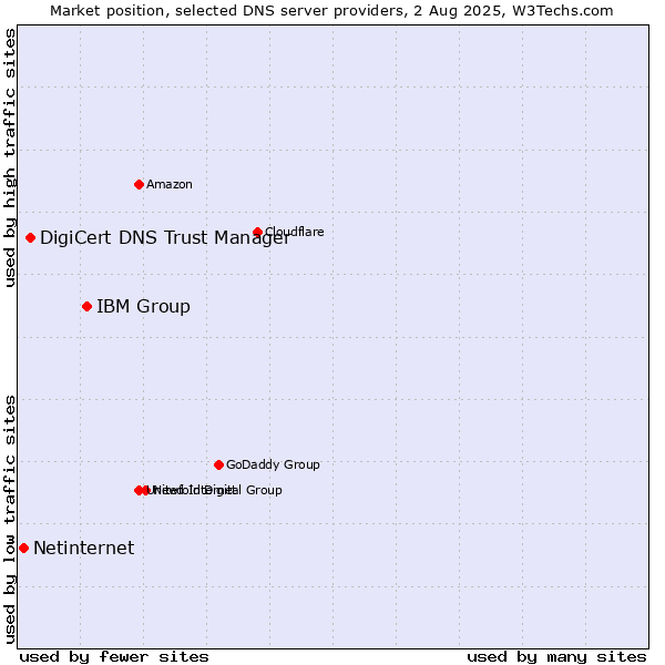 Market position of IBM Group vs. DigiCert DNS Trust Manager vs. Netinternet