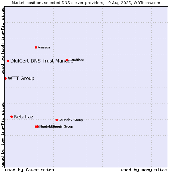 Market position of Netafraz vs. DigiCert DNS Trust Manager vs. WIIT Group
