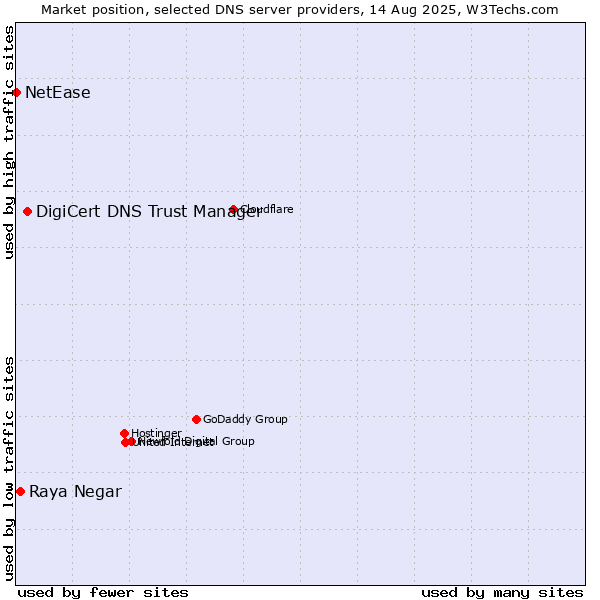 Market position of DigiCert DNS Trust Manager vs. Raya Negar vs. NetEase