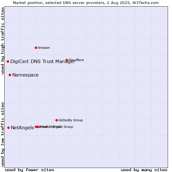Market position of Namespace vs. NetAngels vs. DigiCert DNS Trust Manager