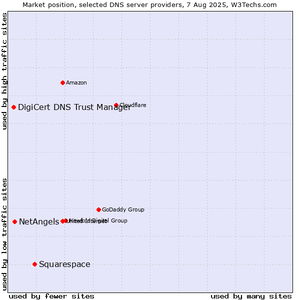 Market position of Squarespace vs. NetAngels vs. DigiCert DNS Trust Manager