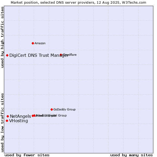 Market position of NetAngels vs. DigiCert DNS Trust Manager vs. VHosting