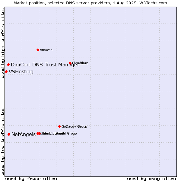 Market position of NetAngels vs. DigiCert DNS Trust Manager vs. VSHosting