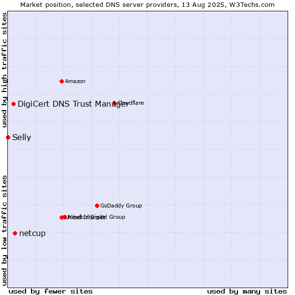 Market position of netcup vs. DigiCert DNS Trust Manager vs. Selly