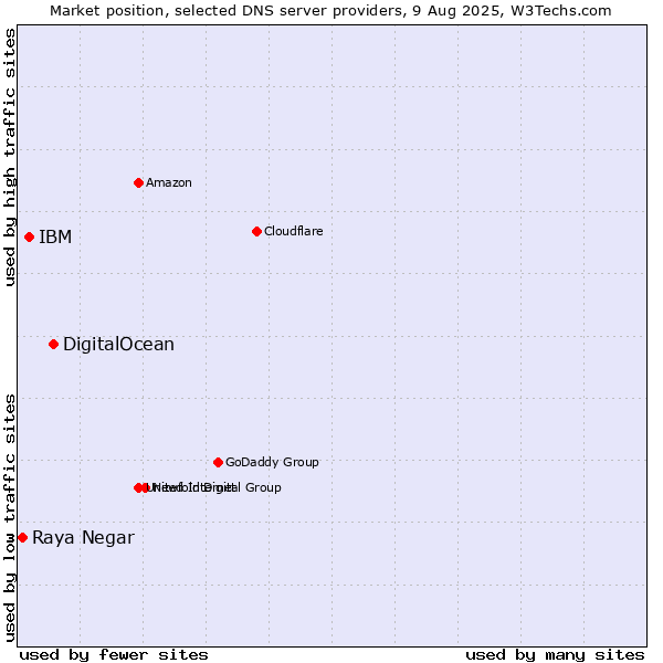 Market position of DigitalOcean vs. IBM vs. Raya Negar
