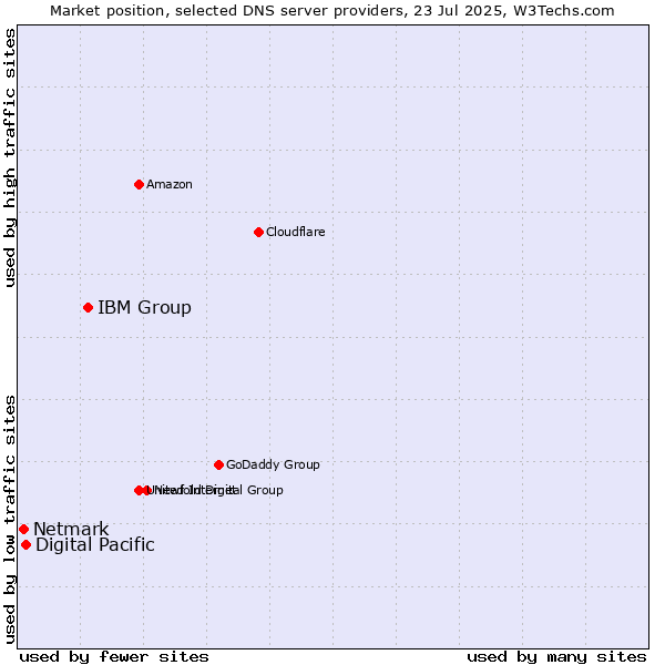 Market position of IBM Group vs. Digital Pacific vs. Netmark