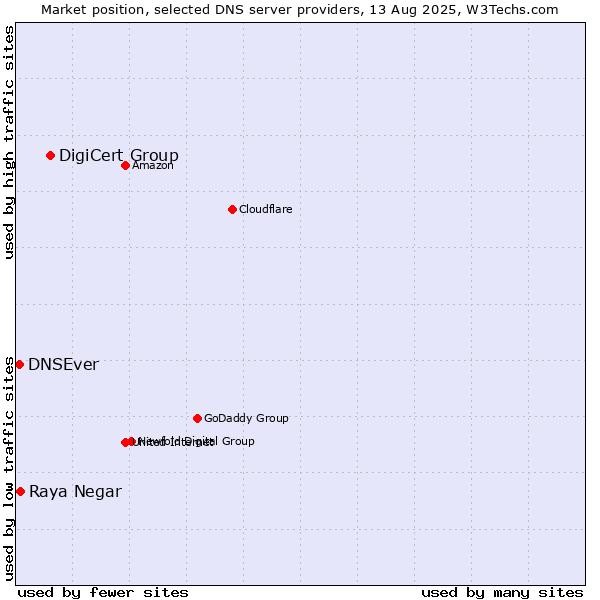 Market position of DigiCert Group vs. Raya Negar vs. DNSEver