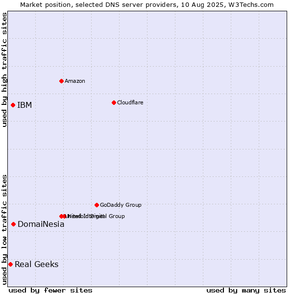 Market position of DomaiNesia vs. IBM vs. Real Geeks