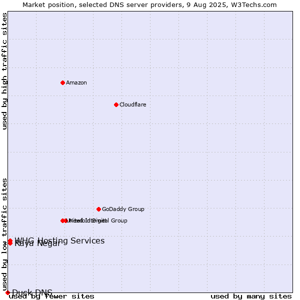 Market position of Raya Negar vs. WHG Hosting Services vs. Duck DNS