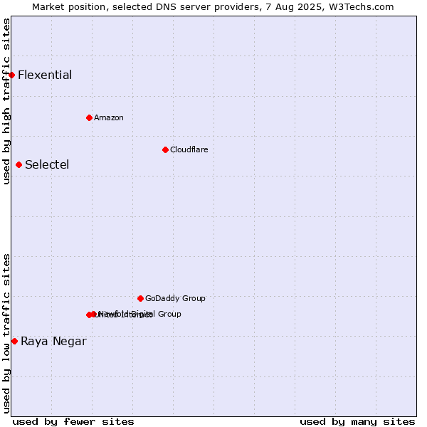 Market position of Selectel vs. Raya Negar vs. Flexential