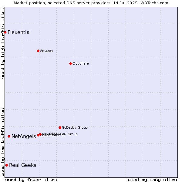 Market position of NetAngels vs. Real Geeks vs. Flexential
