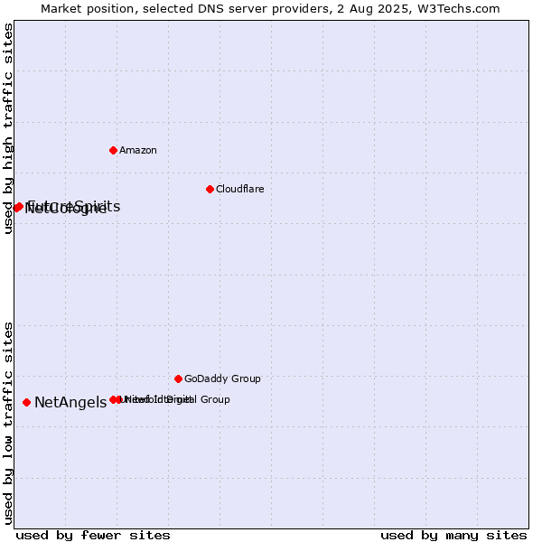 Market position of NetAngels vs. FutureSpirits vs. NetCologne