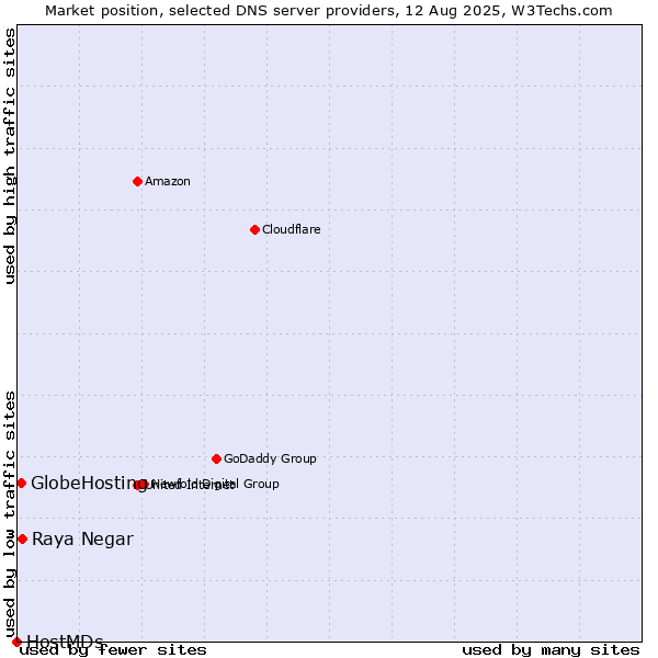 Market position of Raya Negar vs. GlobeHosting vs. HostMDs