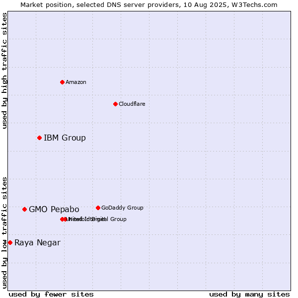 Market position of IBM Group vs. GMO Pepabo vs. Raya Negar