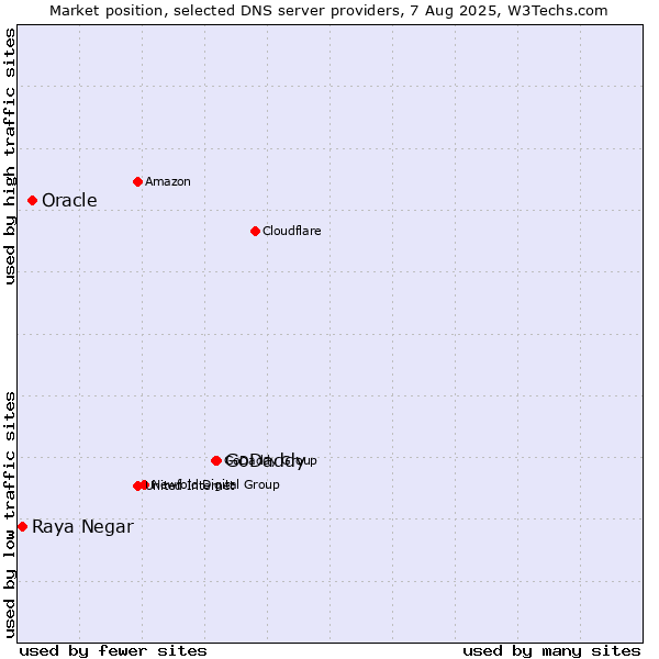 Market position of GoDaddy vs. Oracle vs. Raya Negar