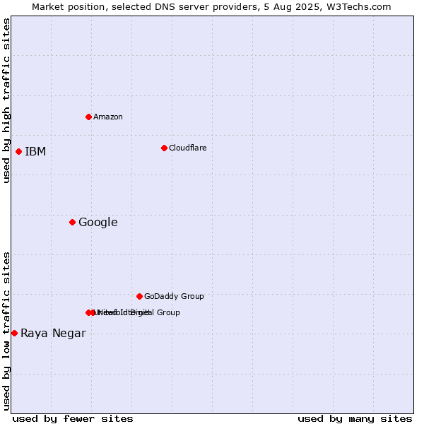 Market position of Google vs. IBM vs. Raya Negar