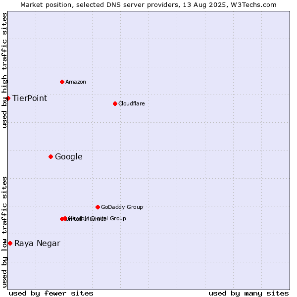 Market position of Google vs. Raya Negar vs. TierPoint