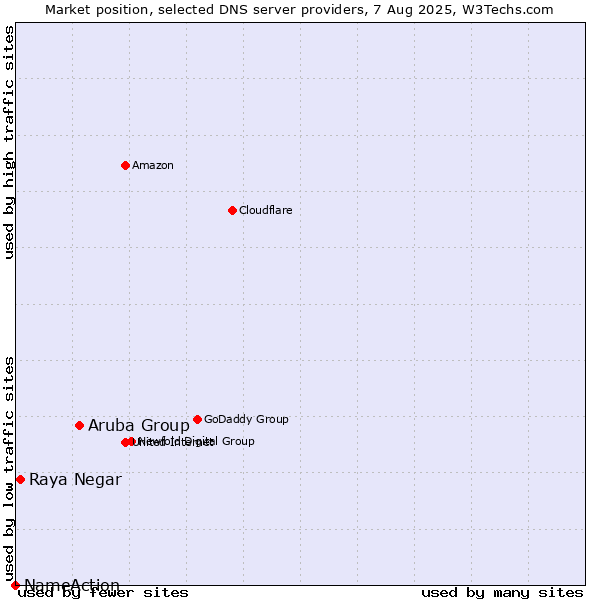 Market position of Aruba Group vs. Raya Negar vs. NameAction