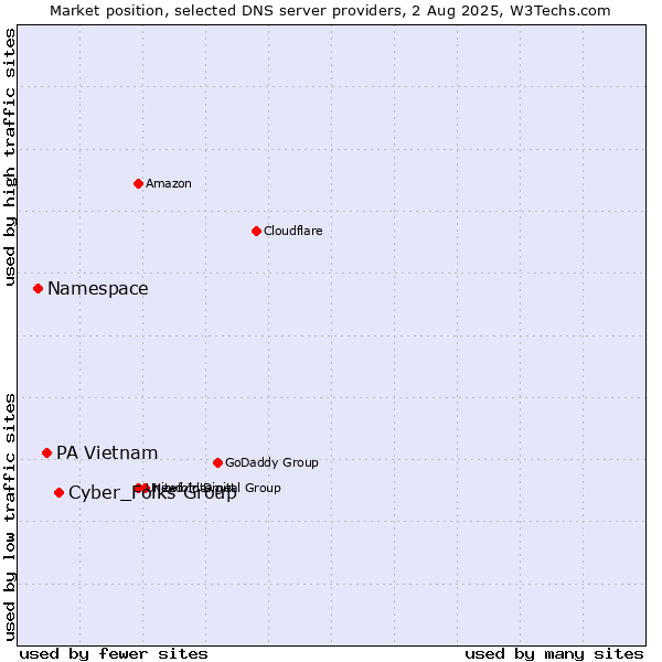 Market position of Cyber_Folks Group vs. PA Vietnam vs. Namespace