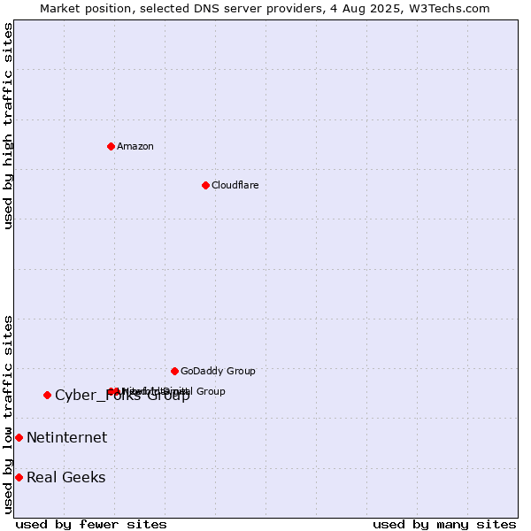 Market position of Cyber_Folks Group vs. Real Geeks vs. Netinternet