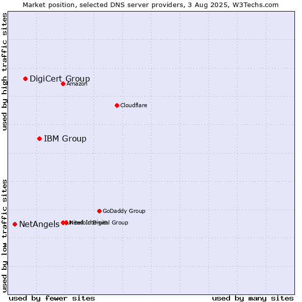 Market position of IBM Group vs. DigiCert Group vs. NetAngels