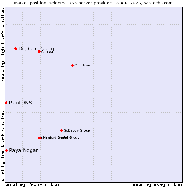 Market position of DigiCert Group vs. Raya Negar vs. PointDNS