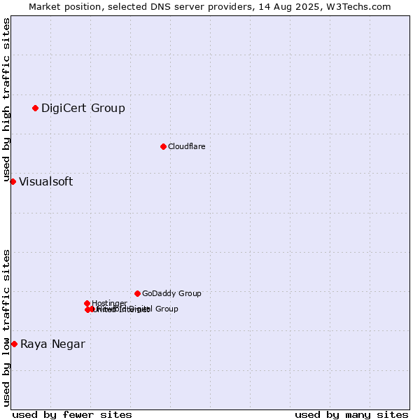 Market position of DigiCert Group vs. Raya Negar vs. Visualsoft