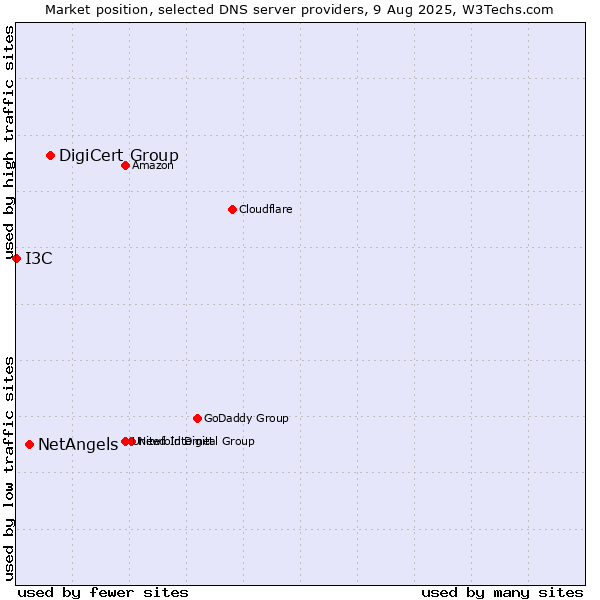 Market position of DigiCert Group vs. NetAngels vs. I3C