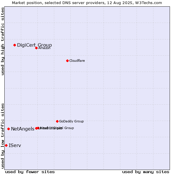 Market position of DigiCert Group vs. NetAngels vs. IServ
