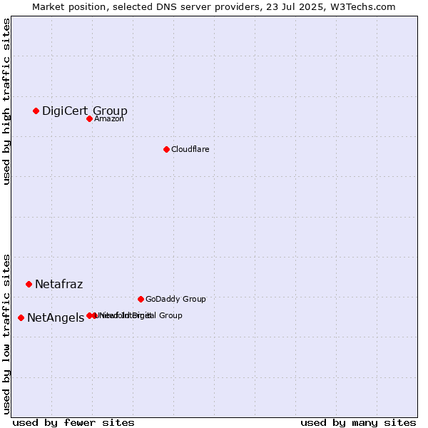 Market position of DigiCert Group vs. Netafraz vs. NetAngels